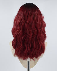 Ombre Wine Red Curly Synthetic Wig HW266