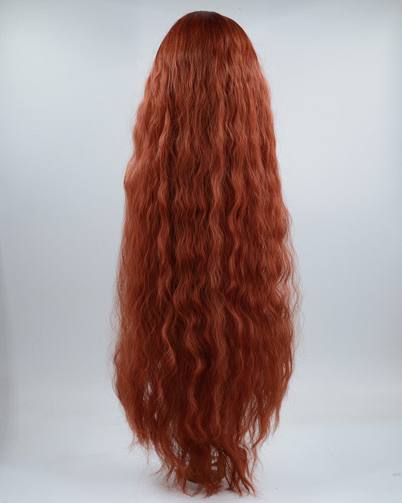 40 Inch Long Curly Orange Synthetic Wig HW262