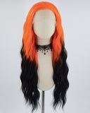 Orange Ombre Black Curly Synthetic Lace Front Wig WW616