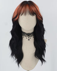Orange Ombre Black Curly Synthetic Wig HW650