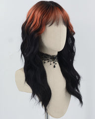 Orange Ombre Black Curly Synthetic Wig HW650