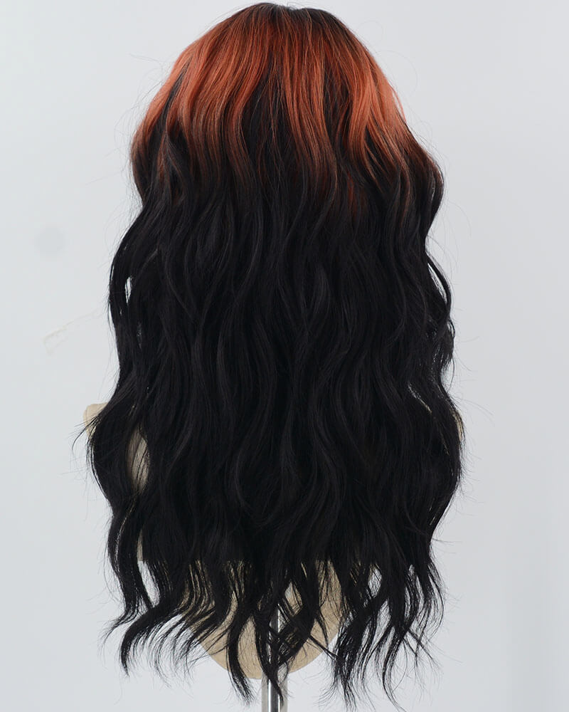 Orange Ombre Black Curly Synthetic Wig HW650
