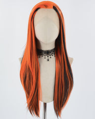 Black Highlights Orange Synthetic Lace Front Wig WT236