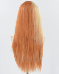 Orange Yellow Blonde Long Straight Synthetic Wig HW573