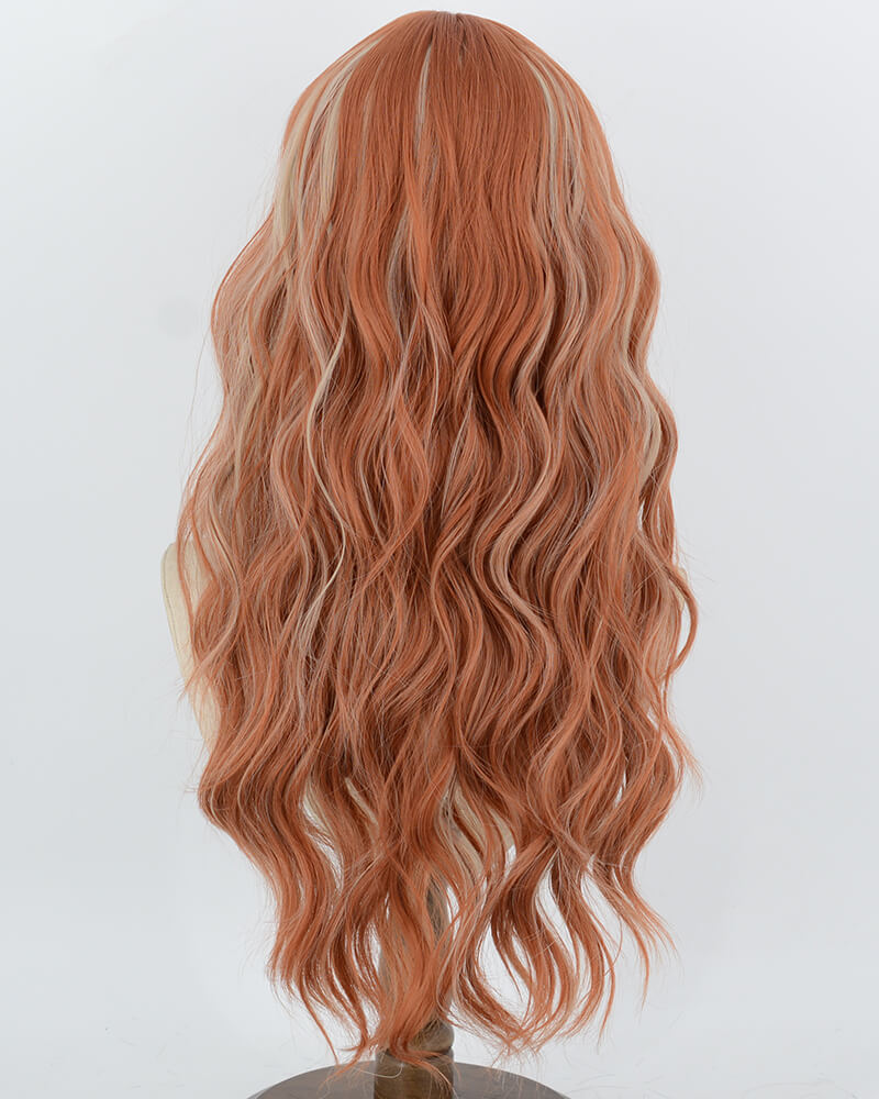 Orange Highlight Blonde Curly Synthetic Wig HW870