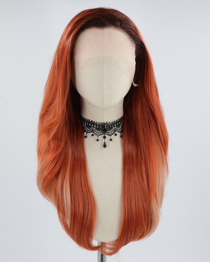 Ombre Dark Orange Synthetic Lace Front Wig WW611