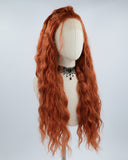 Long Curly Cooper Red Synthetic Lace Front Wig WW520