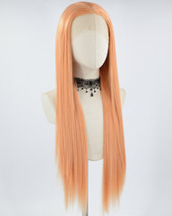Orange Long Straight Synthetic Lace Front Wig WW017