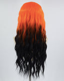 Orange Ombre Black Curly Synthetic Lace Front Wig WW616