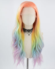 Orange Ombre Rainbow Synthetic Lace Front Wig WW569