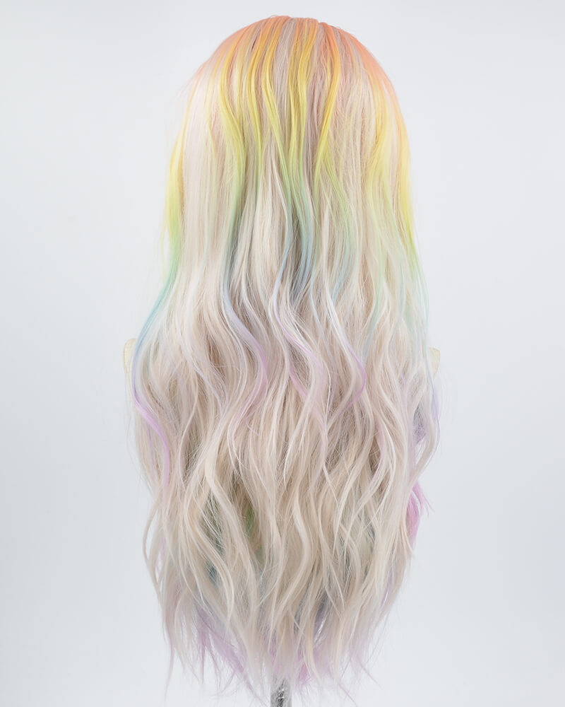 Orange Ombre Rainbow Synthetic Lace Front Wig WW569