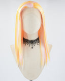Orange Pink White Straight Synthetic Lace Front Wig WT254