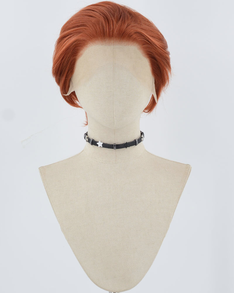 Copper Red Short Synthetic Lace Front Men's Wig MW033