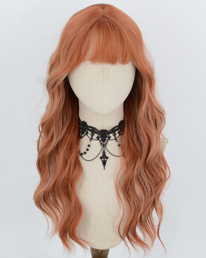 Orange Highlight Blonde Curly Synthetic Wig HW870
