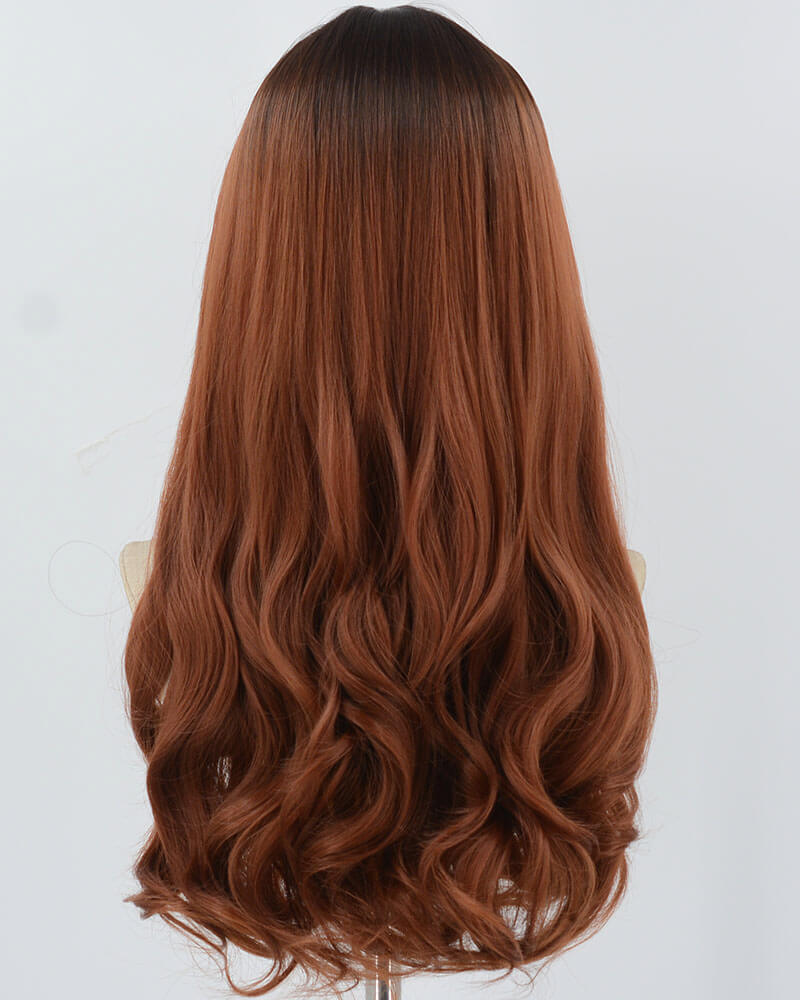 Ombre Dark Copper Red Synthetic Wig HW649