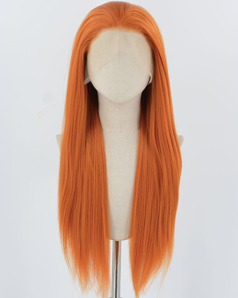 Orange Long Yaki Synthetic Lace Front Wig WW897