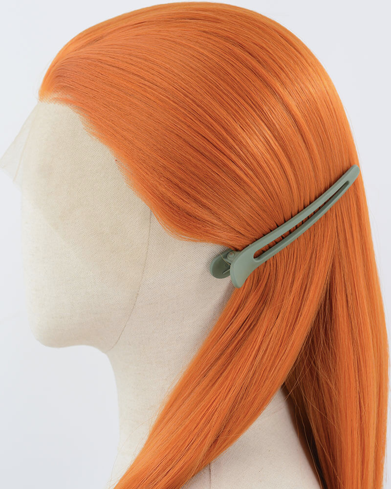 Orange Long Yaki Synthetic Lace Front Wig WW897