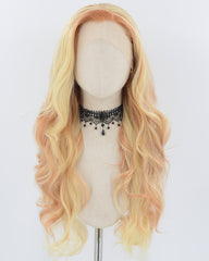 Orenge Yellow Long Wavy Synthetic Lace Front Wig WW737