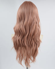 Peach Pink Wavy Synthetic Wig HW429