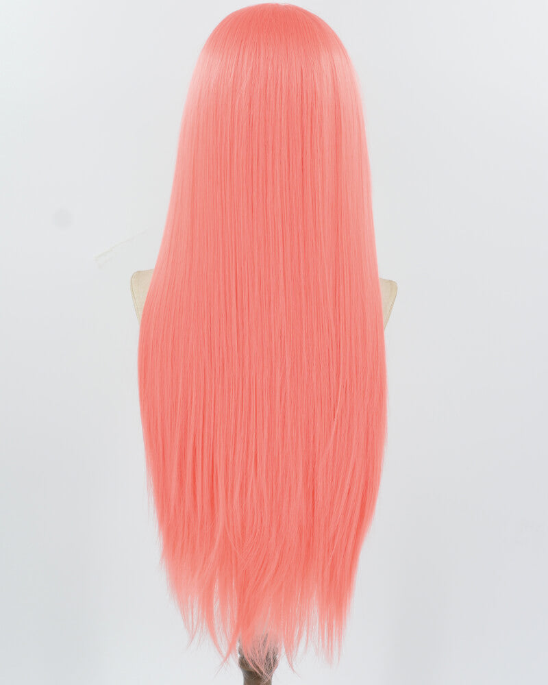 Pink Long Straight Synthetic Lace Front Wig WW935