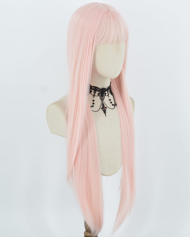 30Inch Long Pink Synthetic Wig HW865