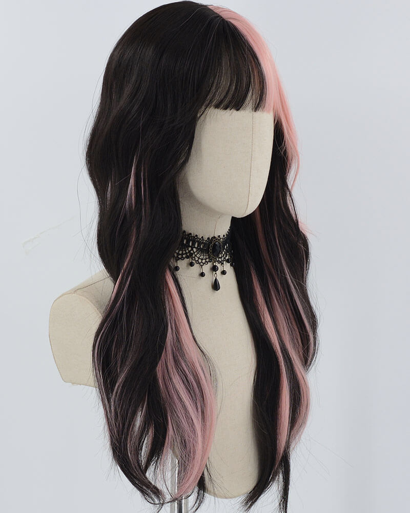 Pink Black Synthetic Wig HW622