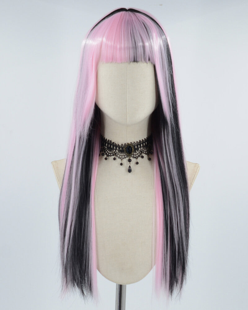 Pink Black Highlight Straight Synthetic Wig HW287