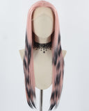 Pink Ombre Black Long Synthetic Lace Front Wig WW762