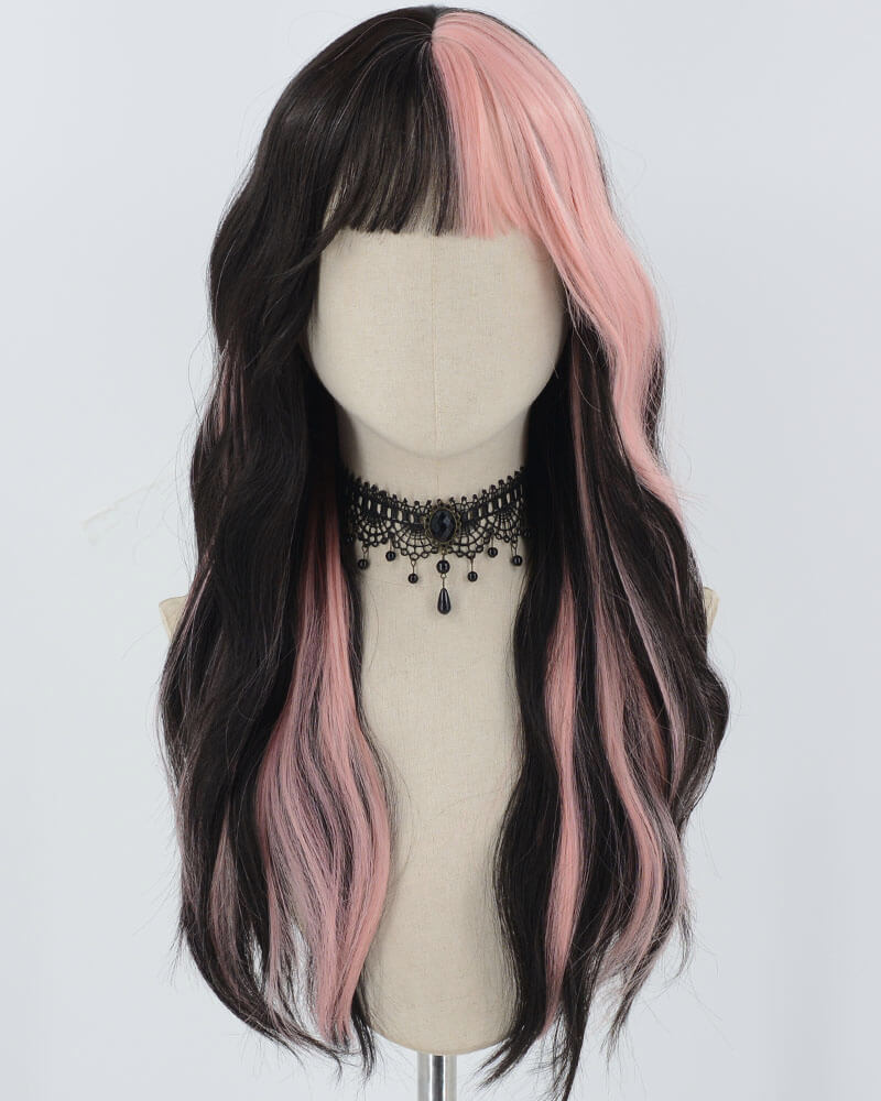 Pink Black Synthetic Wig HW622