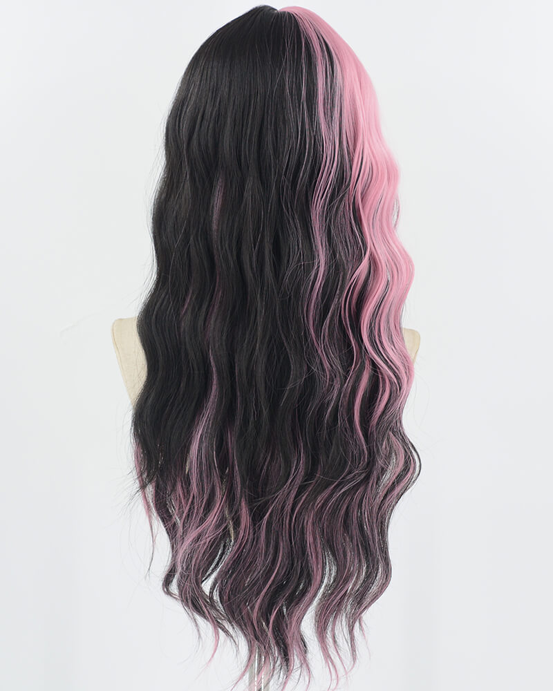 Pink Black Curly Synthetic Wig HW471