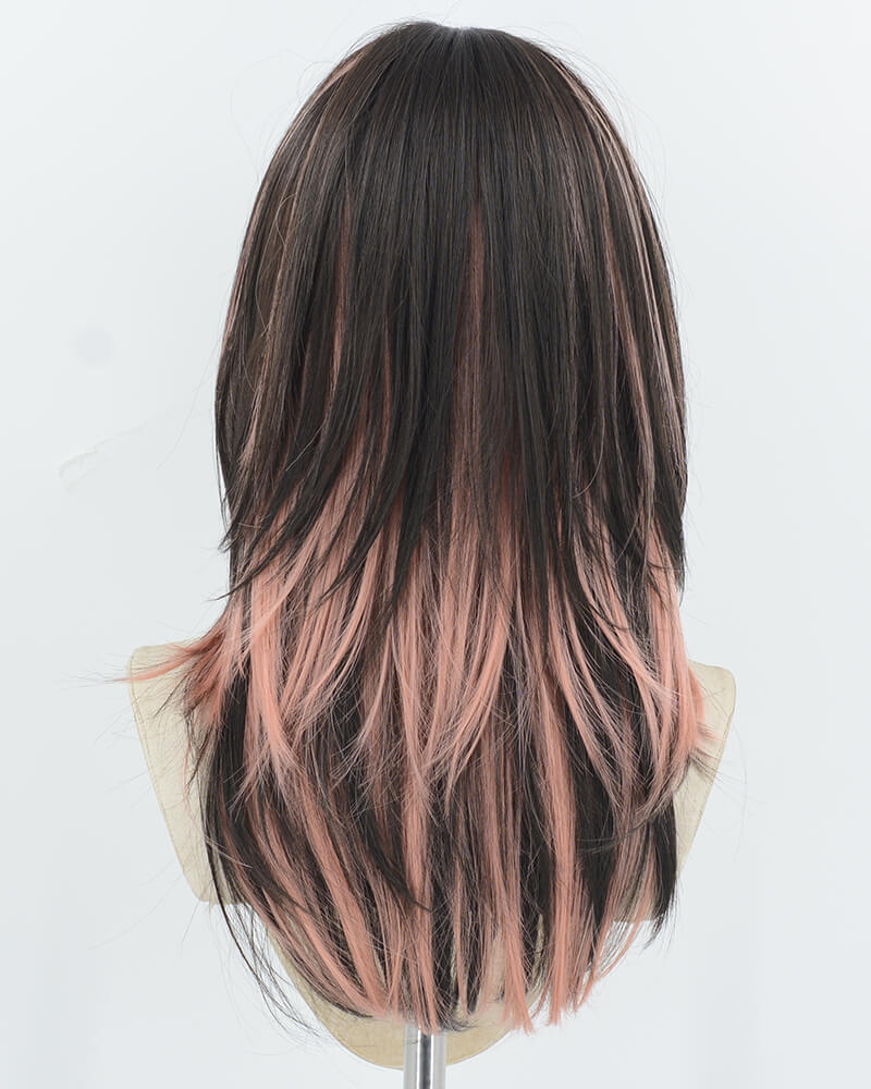 Brown Pink Synthetic Wig HW747