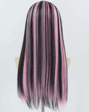 Black Pink Synthetic Wig HW655