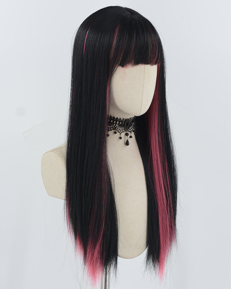 Black Pink Synthetic Wig HW715