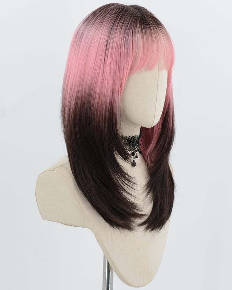 Pink Ombre Black Synthetic Wig HW265
