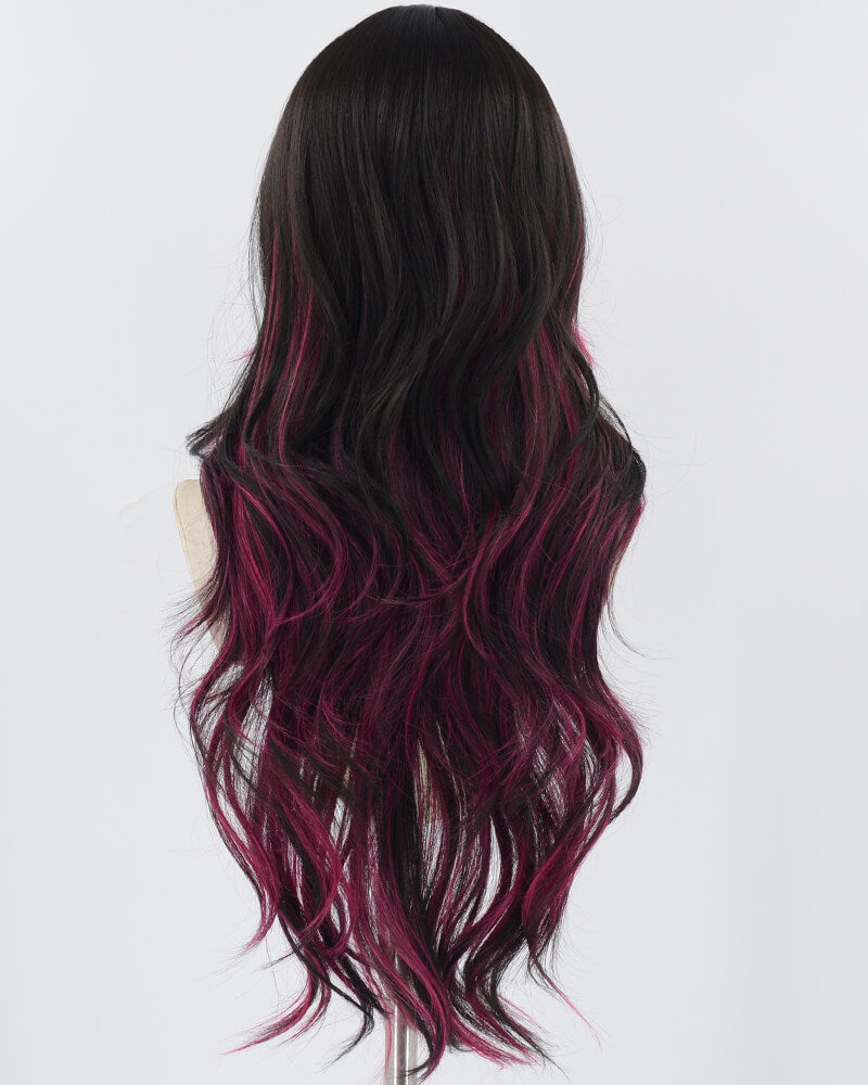 Purple Pink Black Synthetic Wig HW555