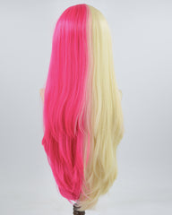 613 Blonde Half Hot Pink Synthetic Lace Front Wig WW652
