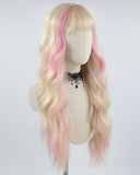Pink Blonde Curly Synthetic Wig HW375