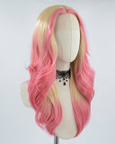 Pink Skunk Stripe Blonde Synthetic Lace Front Wig WT226