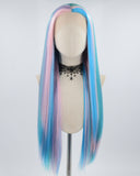 Pink Blue Highlight Synthetic Lace Front Wig WW562
