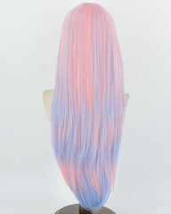 30Inch Long Pink Blue Synthetic Wig HW876