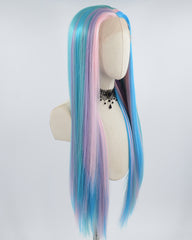 Pink Blue Highlight Synthetic Lace Front Wig WW562