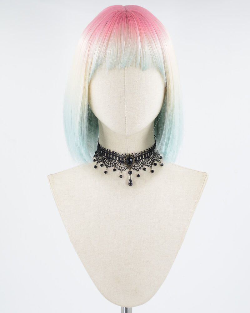 Pink Blonde Blue Short Bob Synthetic Wig HW455