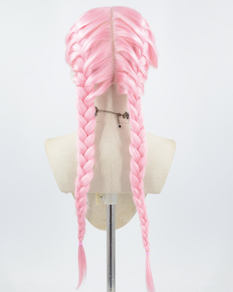 Pink Braid Synthetic Lace Front Wig WW680