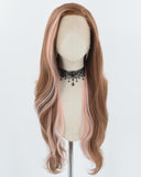Brown Ombre Pink Synthetic Lace Front Wig WW708