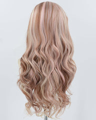 Mixed Pink Brown Synthetic Lace Front Wig WW907