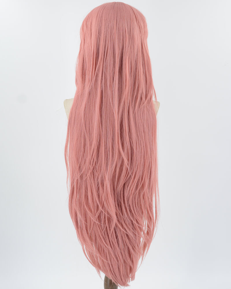 35 Inch Long Pink Cosplay Synthetic Lace Front Wig WW766