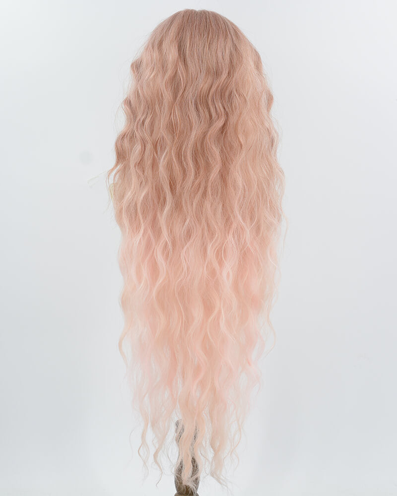 Ombre Pink Curly Long Synthetic Wig HW731