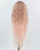 Ombre Pink Curly Long Synthetic Wig HW731
