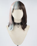 Pink Green Short Black Synthetic Wig HW416