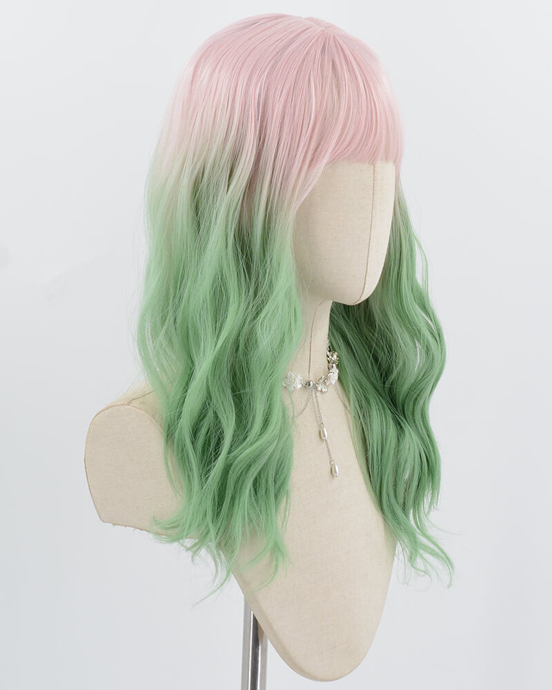 Pink Ombre Green Synthetic Wig HW347